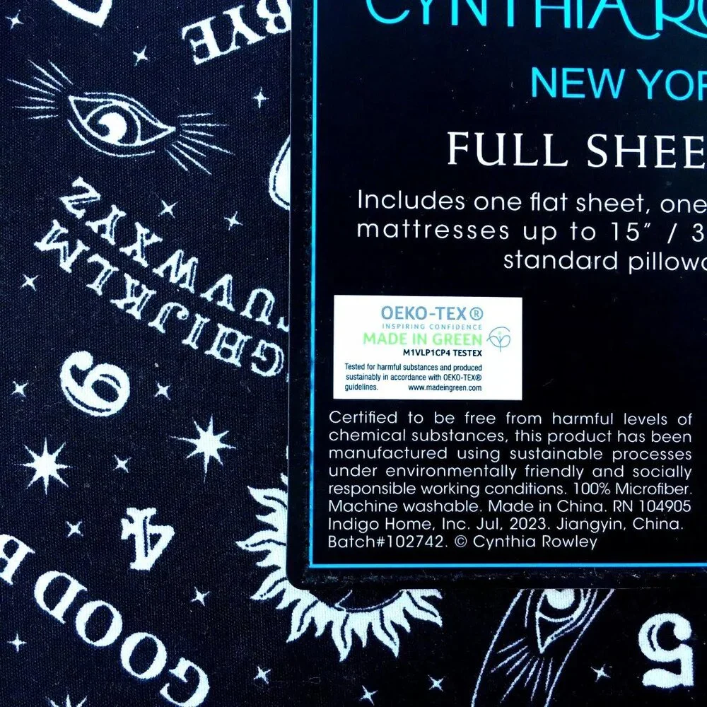 4pc Cynthia Rowley Halloween Ouija Board FULL Sheet Set Psychic Palm Celestial